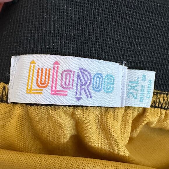 Lularoe Midi Skirt Womens 2XL Yellow Rose Floral Lace A-Line Elastic Waist Lined - Picture 3 of 5